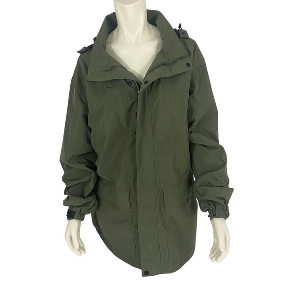 Eddie Bauer Weatheredge Hooded Rain Utility Jacket Olive Green Women's Size L - Picture 1 of 12